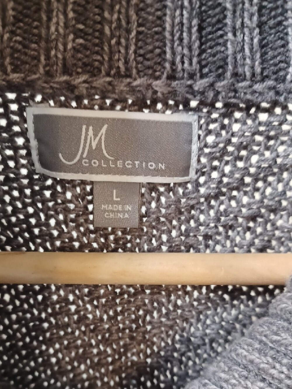 JM Collection Gray Ribbed Knit Zip Cardigan - Picture 2 of 2